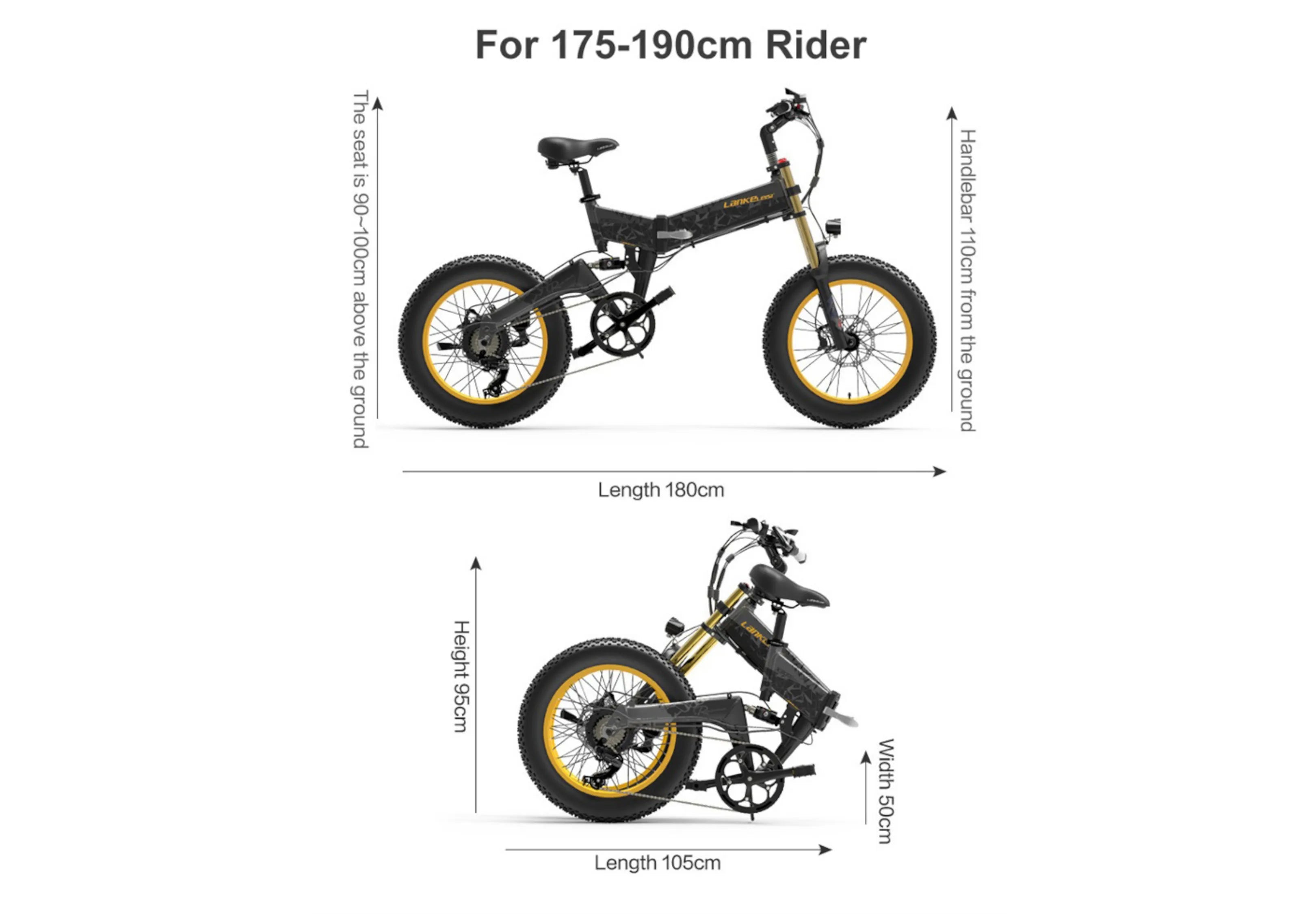 LANKELEISI X3000Plus-UP 20 Inch Wide Tire Folding Electric Bike